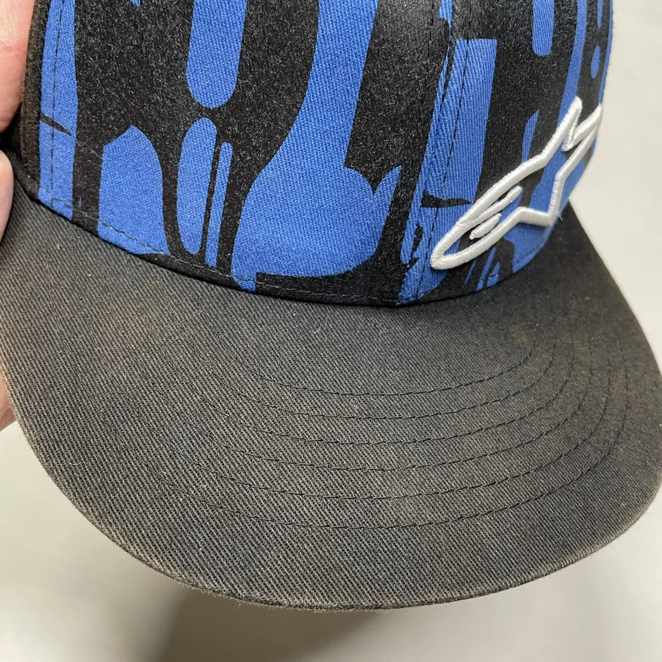 Gorra Alpinestars para hombre S-M negra azul bordada ajuste flexible Foto 4 de 4