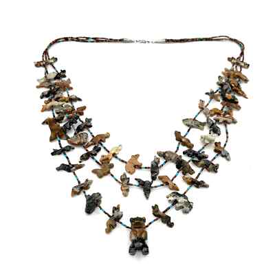 Native American- Zuni  Vintage hand-carved animal necklace