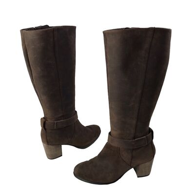 ECCO Shape 55 Tall Leather riding Boots size US 6-6.5, Brown , heeled boot