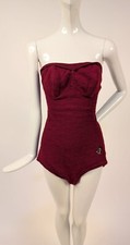 VINTAGE 1930  S BURGUNDY RED WOOL BATHING SUIT W GERMAN LABEL