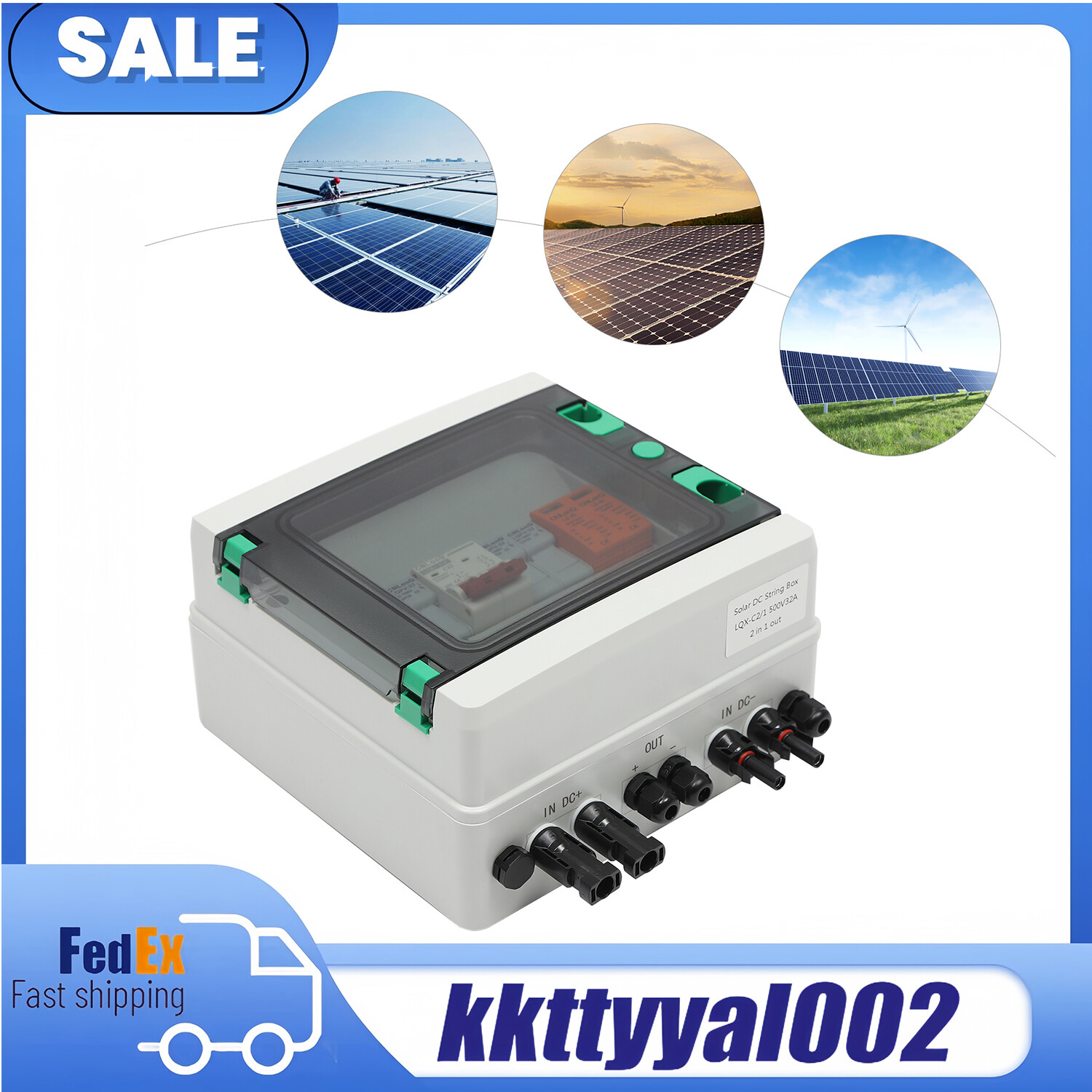 DC 500V / 1000V Solar PV Combiner Box 2 Strings Circuit Breaker For Solar Panel