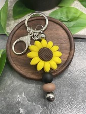 4" Silver-Tone Silicone Beaded Charm Keychain New Free Ship A3905