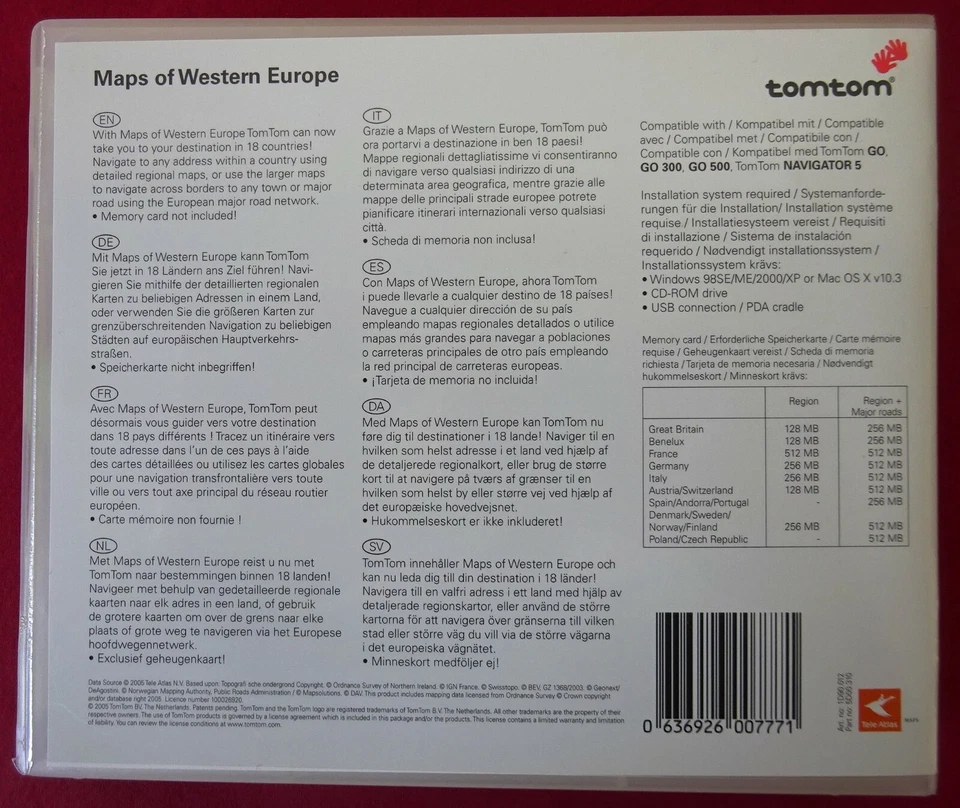TomTom GO series Navigator 5 Karten für West Europa CD GO 300 GO 500 Navigation - Bild 3 von 3