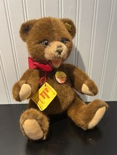 Vintage Steiff Orsi Brown Bear 0220/30 12  Made In Germany W/ Tags Red Bow