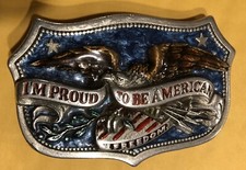 Vintage 1984 I'm Proud to be an American FREEDOM 3D Belt Buckle