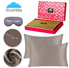 BlueHills Mulberry Silk Pillowcase 3 pack Gift Set Standard Taupe