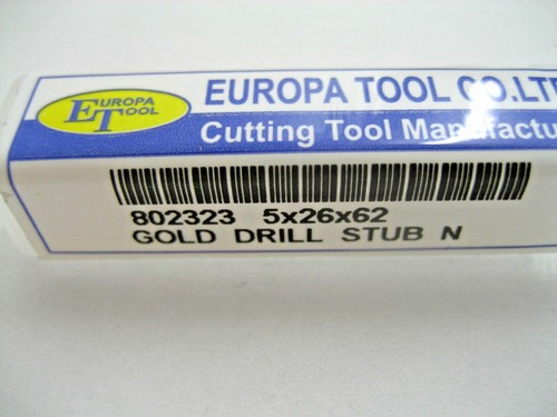 5mm CARBIDE STUB DRILL BIT TiALN COATED 140 DEGREE DIN6539 EUROPA 8023230500 G - Picture 7 of 8