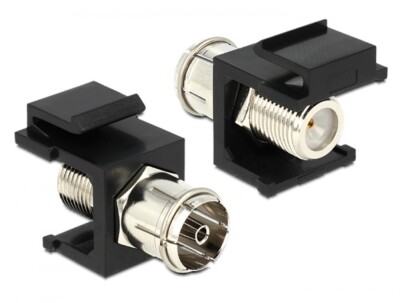 Keystone snap-in Adapter Modul Koaxial SAT F Buchse an IEC TV Kupplung schwarz