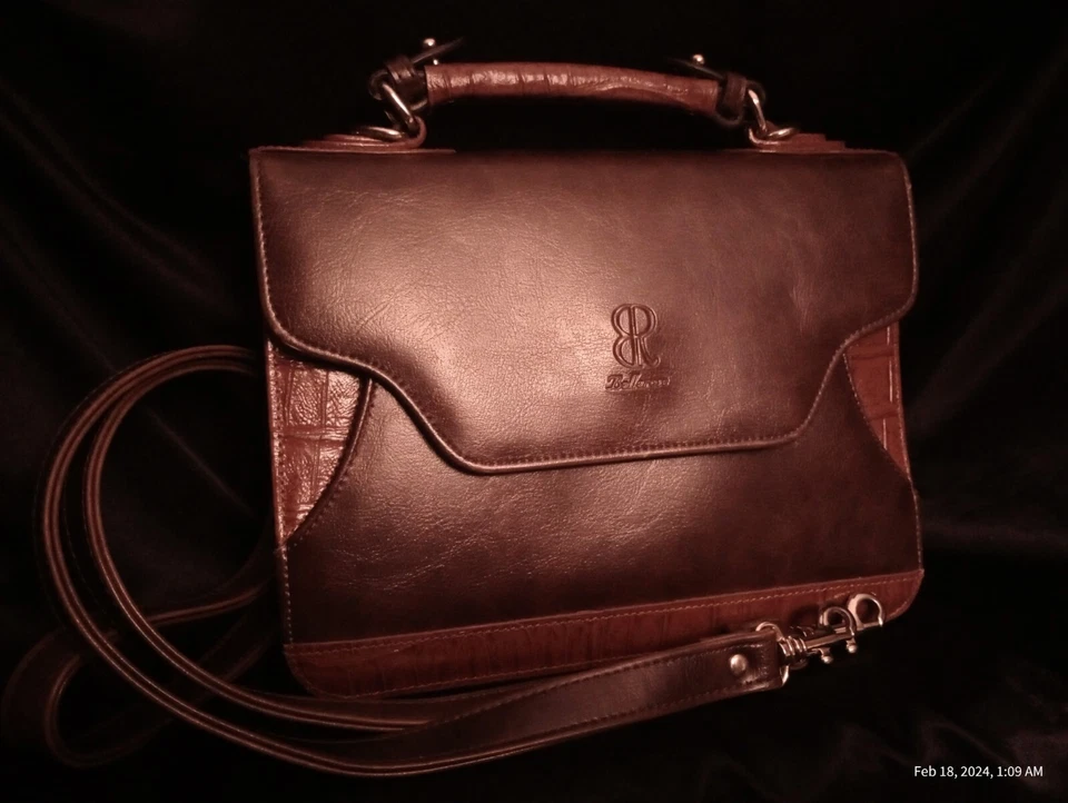 Bolso Bandolera Bellerose Cuero Marrón Estampado Cocodrilo  Foto 2 de 4