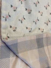 Modern Baby Blanket Girl Flower Rose Floral White Pink Gray Plaid Minky Soft