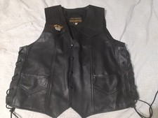 Pro Rider Black Leather Motorcycle Vest Men s Size 48 Snap