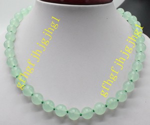Fashion 10mm Natural Light Green Emerald Round Gems Beads Necklace 36
