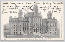 Postcard New York Syracuse University Hall of Languages c1904 