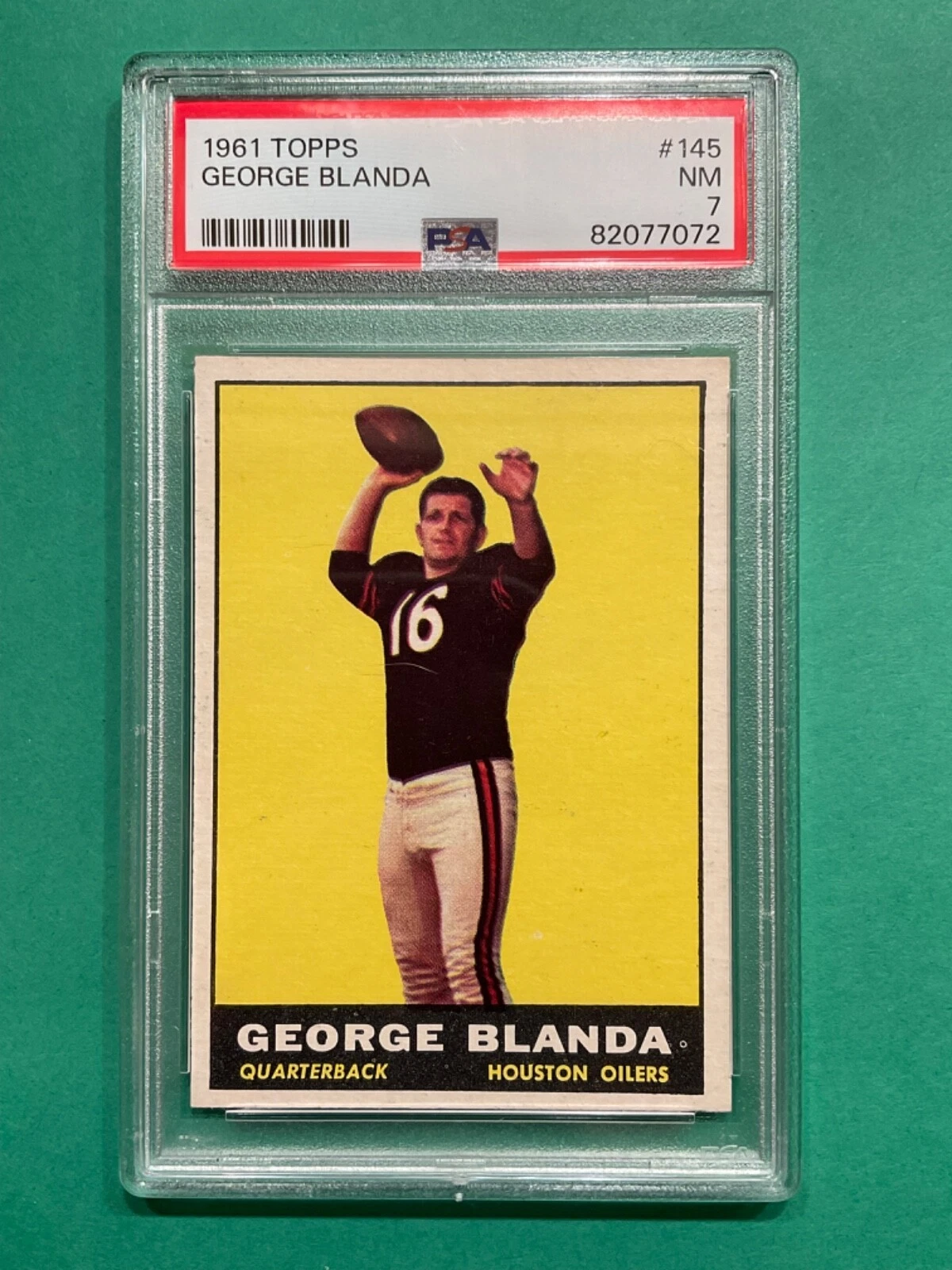 George Blanda 1961 Topps Football Card #145 - Houston Oilers HOF - PSA 7