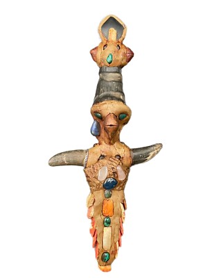 Hand Crafted Indiginous Polymer & Polished Stone Ceremonial Dagger - Read