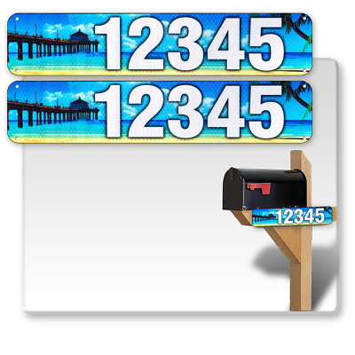 Horizontal Aluminum Reflective Mailbox House Address Numbers Sign, 3''x 15''