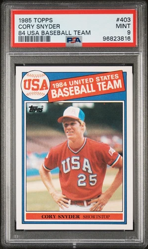 1985 TOPPS #403 CORY SNYDER ROOKIE,  1984 USA Baseball Team  PSA 9- MINT!