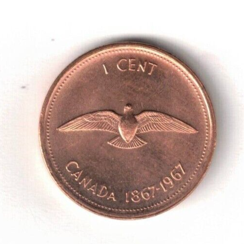 1967-1867` Canadian Brilliant Uncirculated One Cent Elizabeth II