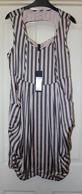 Vero Moda Striped Satin Feel Dress Size 12 New With Tags