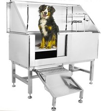 50" Pet Dog Grooming Bath Tub Professional Stainless Steel Bath Station w/ Steps