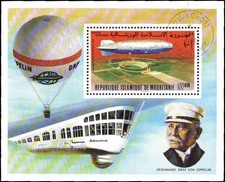 Mauritania 1977 Graf Zeppelin Ferdinand von Zeppelin Airmail Souvenir Sheet MNH