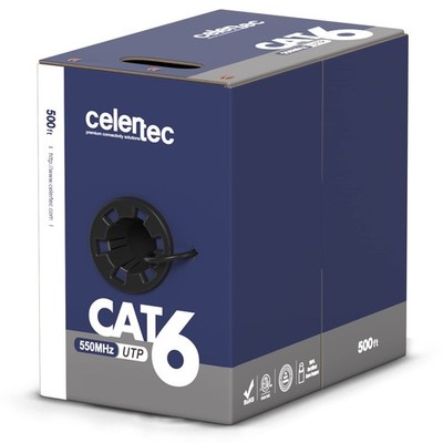 celertec CAT6 Ethernet Cable, 500ft, 23AWG Solid Bare Copper, Unshielded Twis...