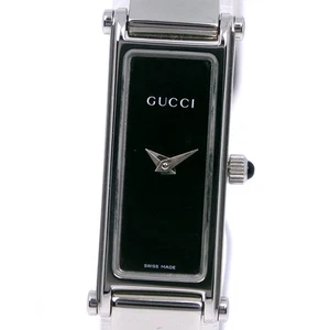 MONTRE BRACELET GUCCI 1500L SS FEMMES CADRAN NOIR CARRÉ FABRIQUÉ EN SUISSE D'OCCASION DU JAPON
