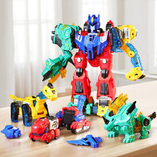 Magnetic Transform Dinosaur Robot Toys,6 in 1 Transforming Robots Toy for Kids,E