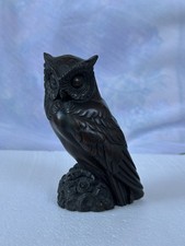 Eule Figur dunkles Holz handgeschnitzt Handarbeit Vintage  aus Sammlung schwer