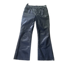 Vtg Express 90s Leather Pants Black Flare Leg Women Sz 7/8 High Rise Y2K Grunge