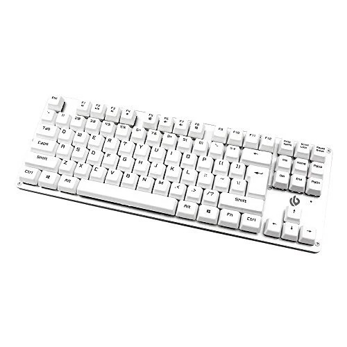 (Blanco) Teclado mecánico para juegos 87 teclas | Interruptor azul, con cable, marco de aluminio Foto 4 de 4