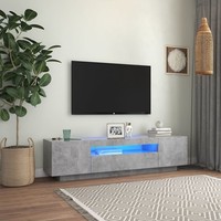Tv-Schrank Mit Led-Beleuchtung Betongrau 160X35X40 Cm