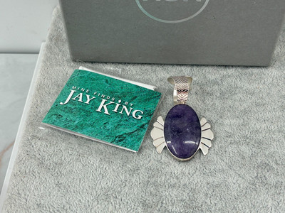 Jay King DTR lila Lepidolith Freeform Modernist Anhänger Sterling 925 Cabochon