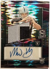 Michael Mayer 2023 Spectra Rookie Patch Autograph Purple Prizm /75 Card #226. rookie card picture