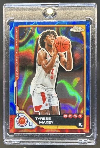 2025 Topps Chrome McDonald's All-American Tyrese Maxey Refractor Blue Lava #/75