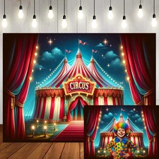 Circus Tent Backdrop 7x5ft Top Carnival Night Background Red and White Circus...