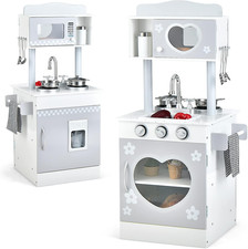 Kids Kitchen Playset, Double Side Little Chef Play Kitchen for Toddlers, Oven