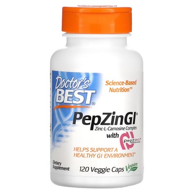 2 X Doctor's Best, PepZin GI, Zinc-L-Carnosine Complex, 120 Veggie C-Worldwide