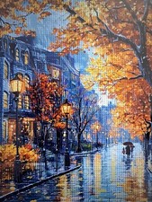 Stamped Cross Stitch Autumn Streetscape 14ct 40x40cm 25 Colors Project Bag DIY