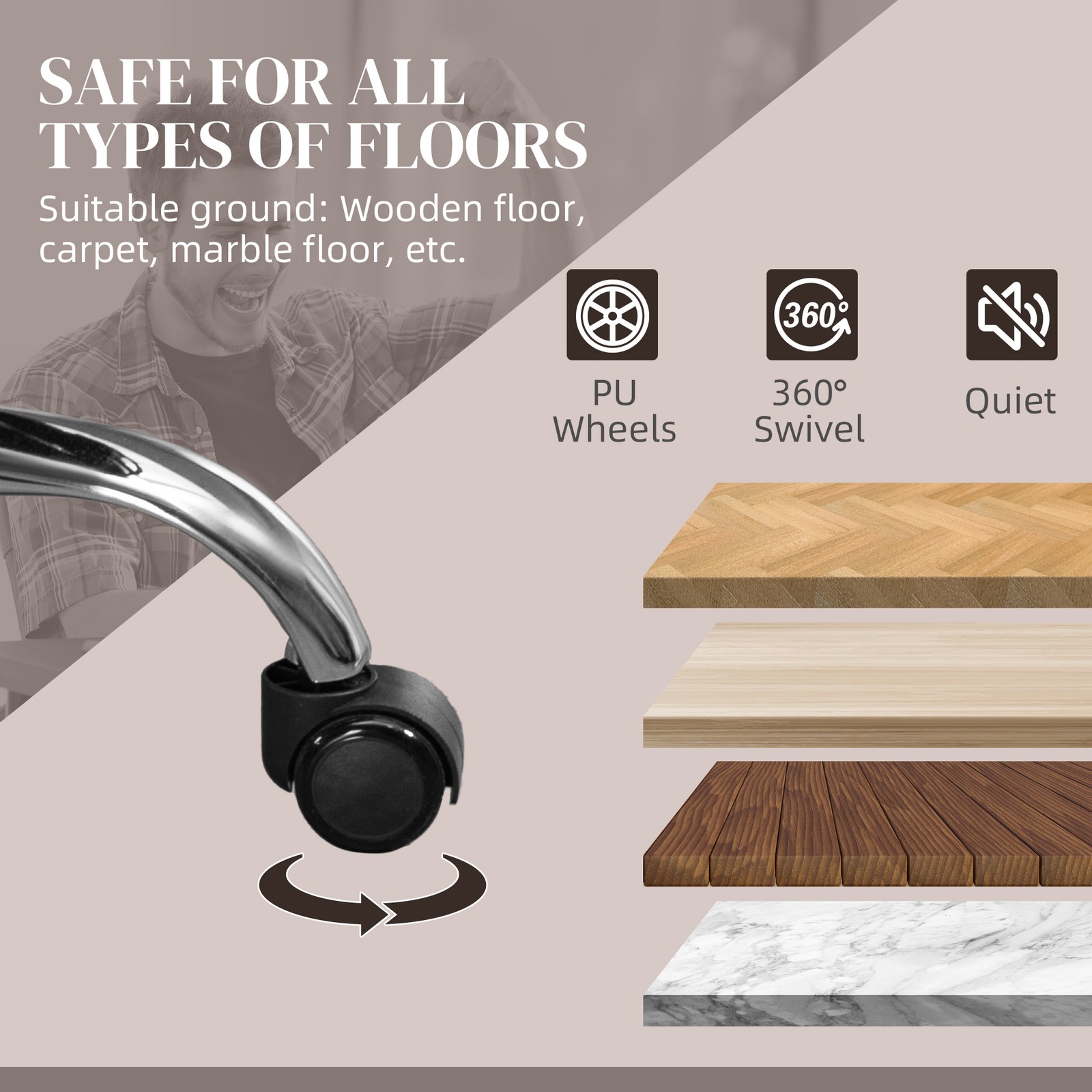 Vinsetto Vibration Massage Office Chair with Lumbar Heat, Footrest, Brown