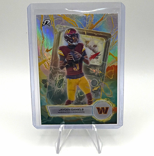 Washington Commanders Backdrop Topps 2025 Resurgence Voltaic Refractor Insert Jayden Daniels ...