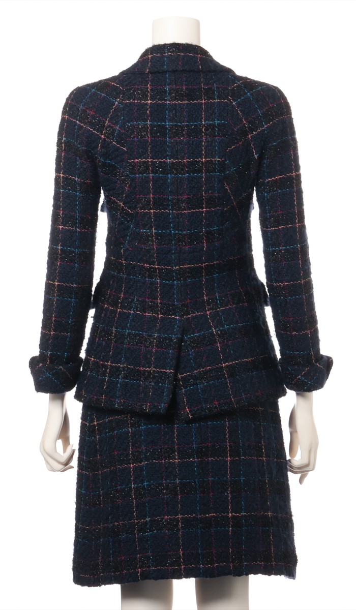 CHANEL 07A Dark Navy Multicolor Tweed Jacket Skirt Suit Karl Lagerfeld 34 US2 thumbnail 4