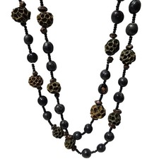 Handmade Boho Beaded Necklace Unique Organic Brown Black Beads Fashion Jewelry