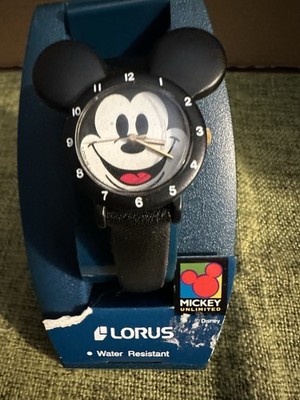 VTG Lorus by Seiko Mickey Mouse Ears Icon Watch, Black Silicon Band, New Battery