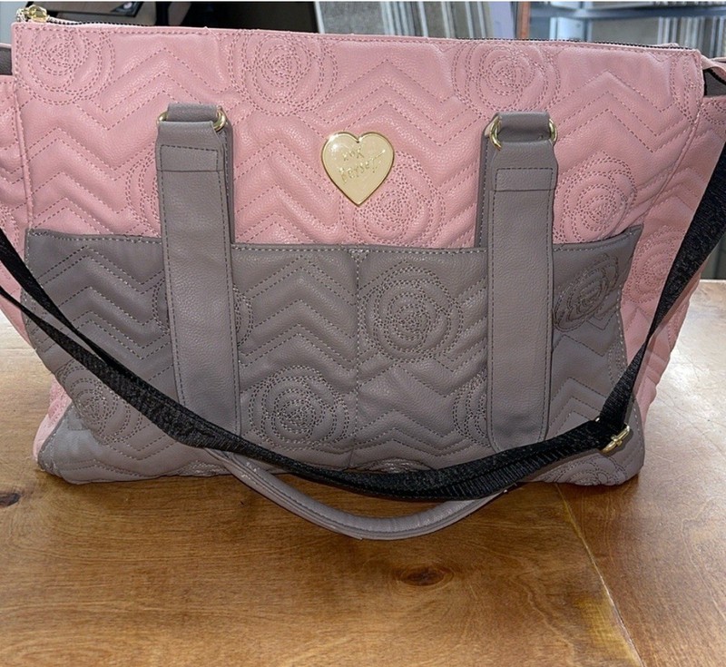 Betsey Johnson Diaper Bag Travel Case Pink Gray