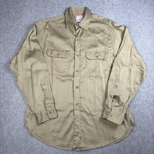 Vintage 60s Penneys Big Mac Wash And Wear Combed Cotton Tan Work Shirt Sz L NOS