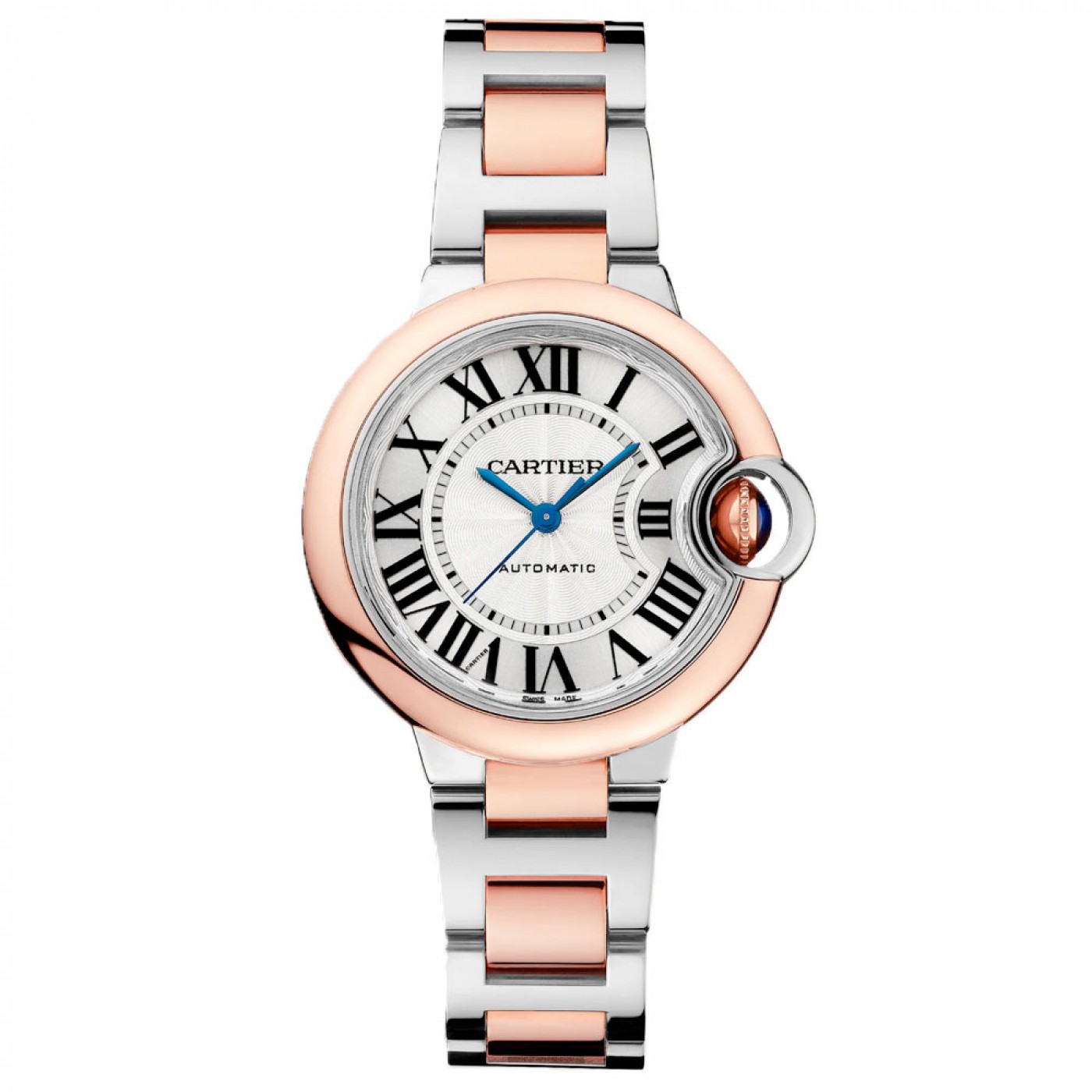 New Cartier Ballon Bleu  SS & 18KRG Automatic 33 mm Silver Watch W2BB0032