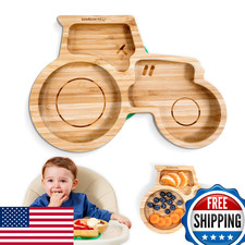 Bamboo Divided Suction Plates for Baby & Toddlers - Strong Suction - No Mess