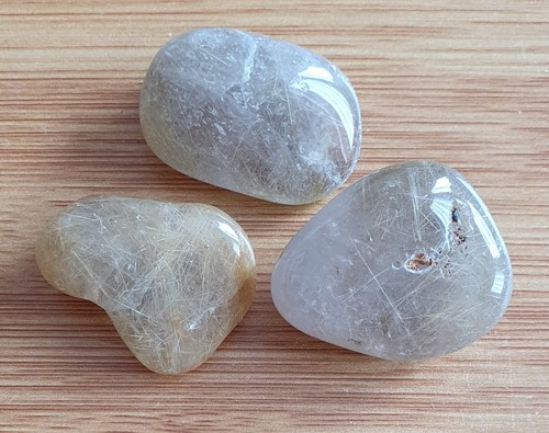 3 Rutilquarz Trommelsteine Handschmeichler Heilstein Bijou Brigitte Mineralien