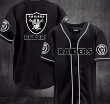 Oakland Raiders Team Black Printed Baseball Jersey Full Sizes S to 5XL_py4_45